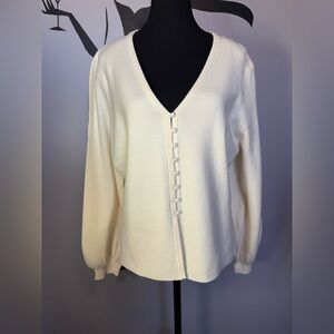 NWOT. Joie Cream V-Neck Sweater with Chain Detail. PTP 24